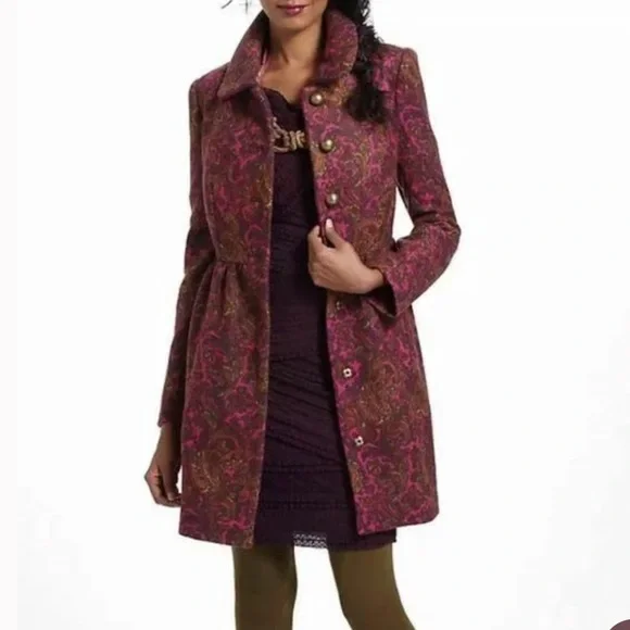 Plenty Paisley Print Wool Blend Princess Coat - Picture 1 of 13